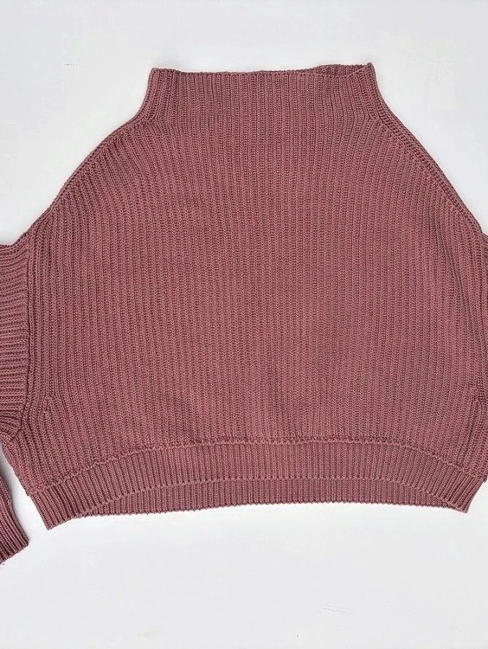 Free People Emmy Mock Neck Cropped Sweater Pink Small